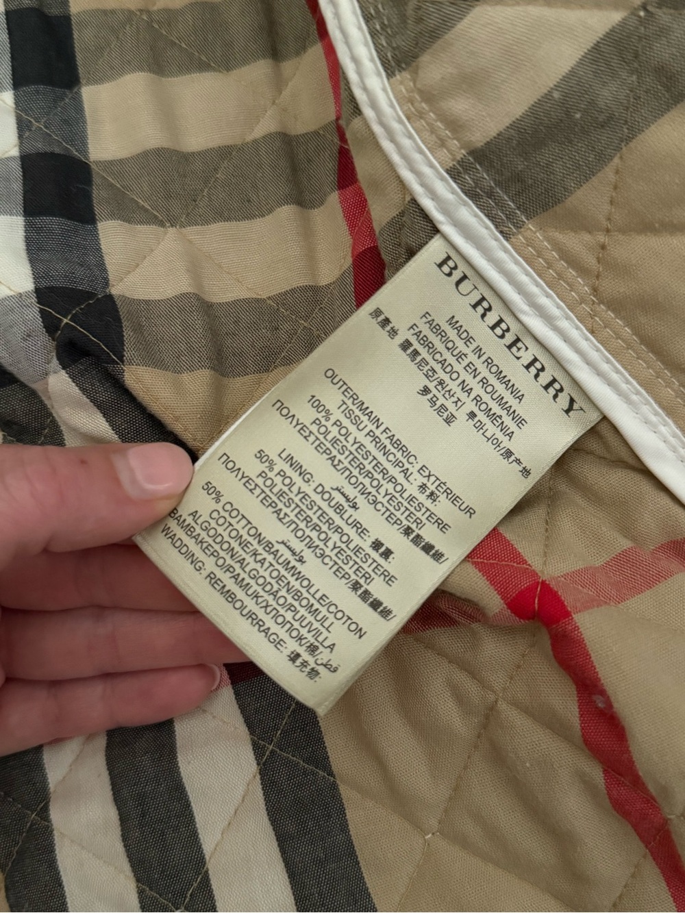 BURBERRY BRIT Chalk White Classic Quilted Nova Check Jacket Coat XL/XXL $980 - Picture 15 of 15